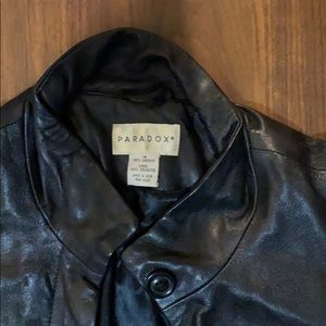 woman’s leather coat